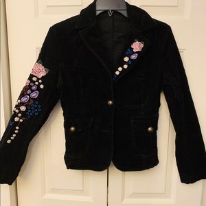 Black Floral Corduroy jacket